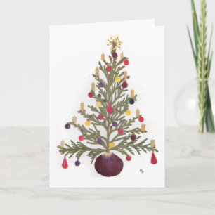 Christmas Pressed Flower Design Holiday Card