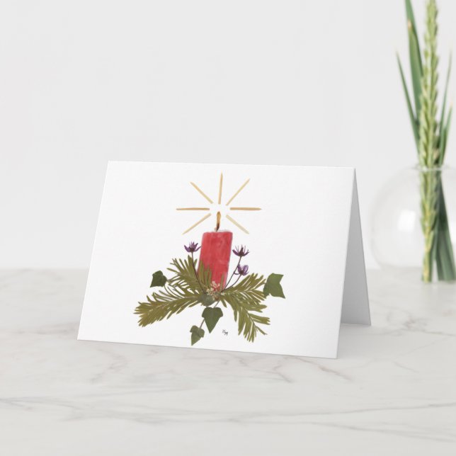 Christmas Pressed Flower Designs Holiday Card (Front)