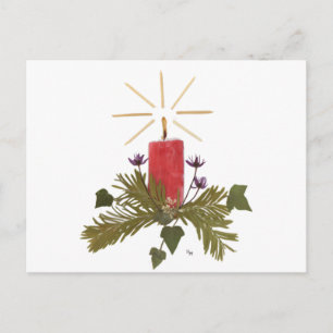 Christmas Pressed Flower Designs Holiday Postcard