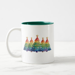 Christmas Pride Rainbow LGBTQ Equal Rights Gay Two-Tone Coffee Mug