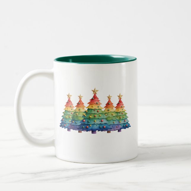Christmas Pride Rainbow LGBTQ Equal Rights Gay  Two-Tone Coffee Mug (Left)