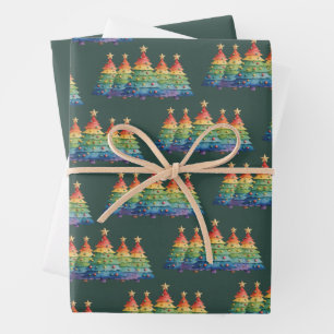 Christmas Pride Rainbow LGBTQ Equal Rights Gay  Wrapping Paper Sheet