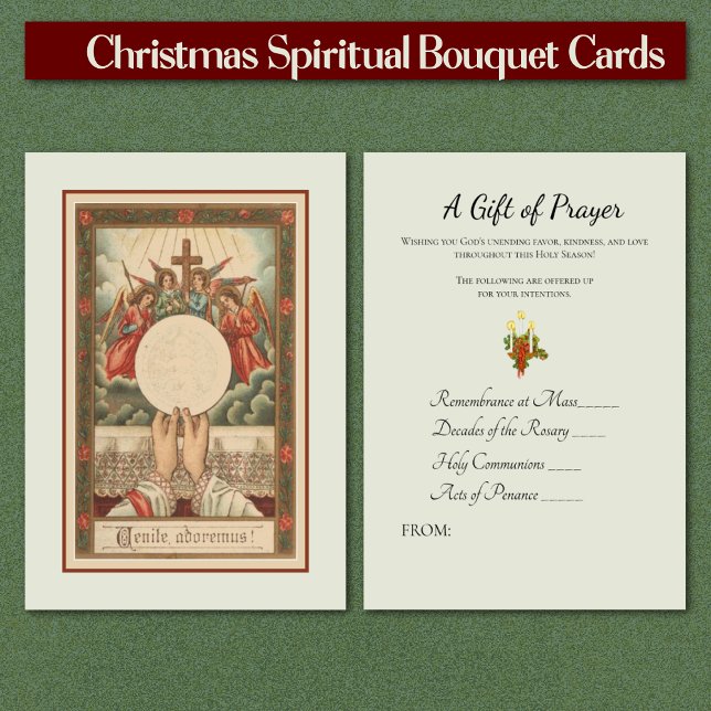 Christmas Priest Spiritual Bouquet Holy Cards (Traditional Catholic Christmas Spiritual Bouquet Cards Sold in packs of 100)