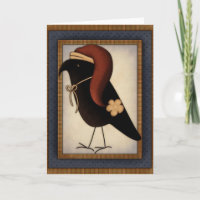 Christmas Primitive Crow Design Holiday Card