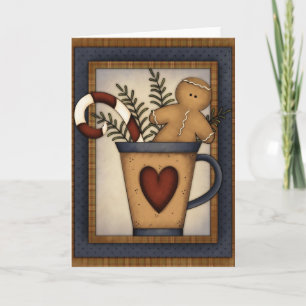 Christmas Primitive Cup Holiday Card