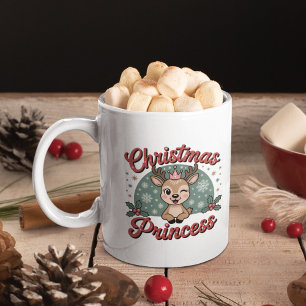 Christmas Princess Cute Girly Reindeer Christmas Coffee Mug