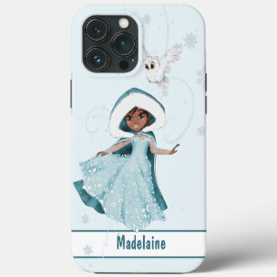 Christmas Princess Dark Hair Enchanted Owl Girls iPhone 13 Pro Max Case