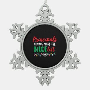 Christmas principal, principal design snowflake pewter christmas ornament