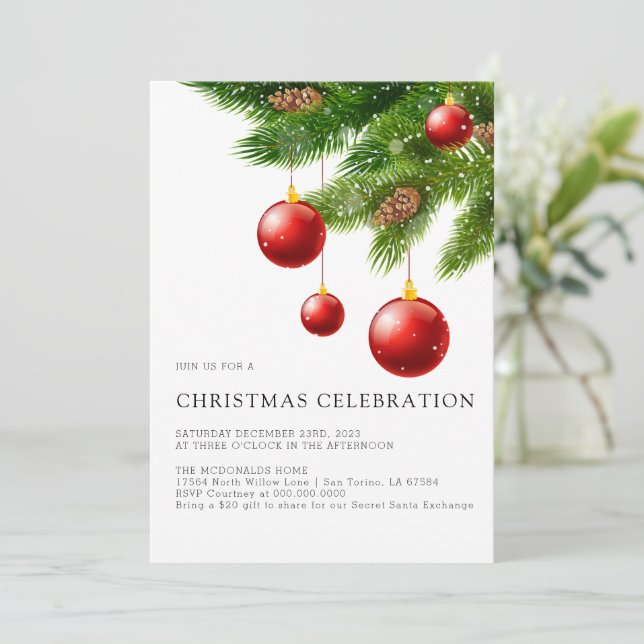 Christmas Printable Modern Christmas party minimal Invitation (Standing Front)