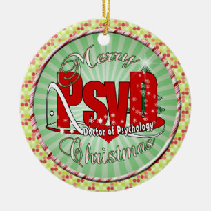 CHRISTMAS PsyD Doctor of Psychology Ceramic Tree Decoration