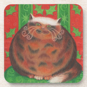 Christmas Pud cork-backed coasters