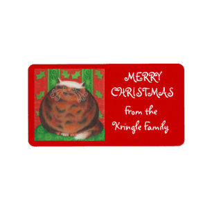 Christmas Pud 'from family' gift tag red
