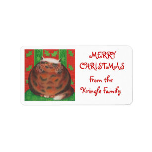 Christmas Pud 'from family' gift tag white