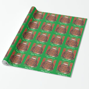 Christmas Pud 'Merry Christmas' green Wrapping Paper