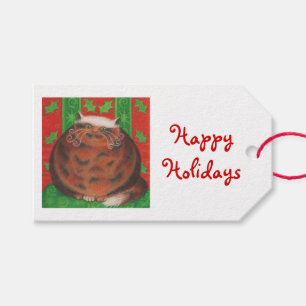 Christmas Pud Merry Happy Holidays gift tags white