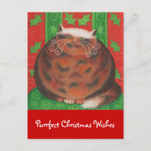 Christmas Pud 'Purrfect Christmas Wishes' postcard