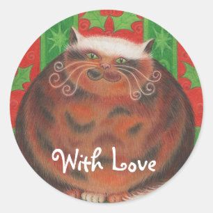 Christmas Pud 'With Love!' round sticker
