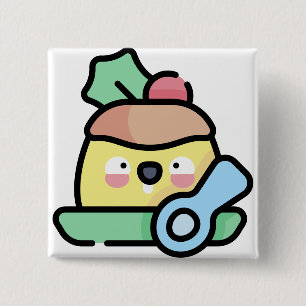 christmas pudding 15 cm square badge