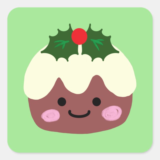 Christmas Pudding 1 Square Sticker (Front)