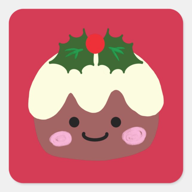 Christmas Pudding 1 Square Sticker (Front)
