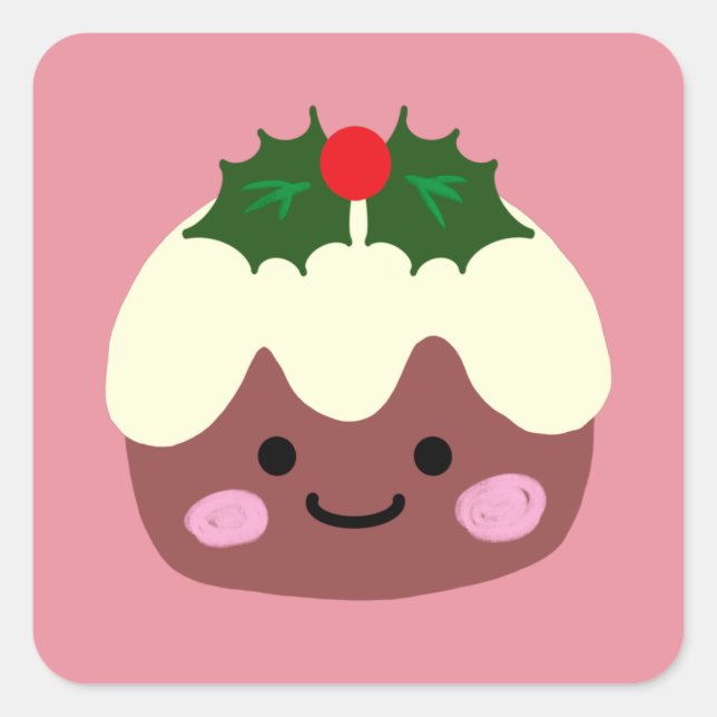 Christmas Pudding 1 Square Sticker (Front)