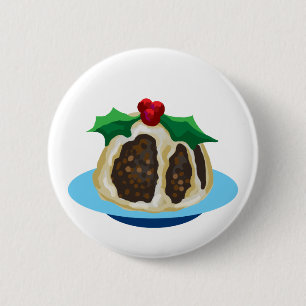Christmas pudding 6 cm round badge