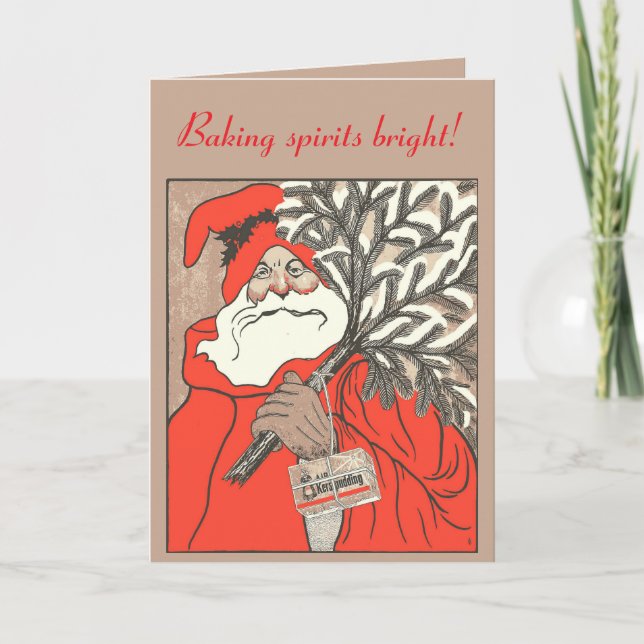 Christmas Pudding And Germanic Santa Vector Card (Front)