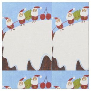 Christmas pudding and Santas Fabric