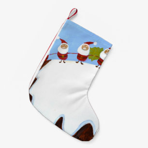Christmas pudding and Santas  Small Christmas Stocking