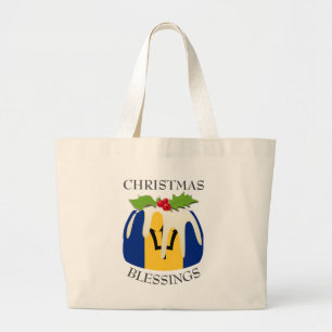 Christmas Pudding BARBADOS FLAG Large Tote Bag