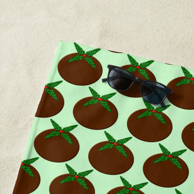 Christmas Pudding Beach Towel (In Situ)