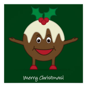 Christmas pudding cartoon character poster