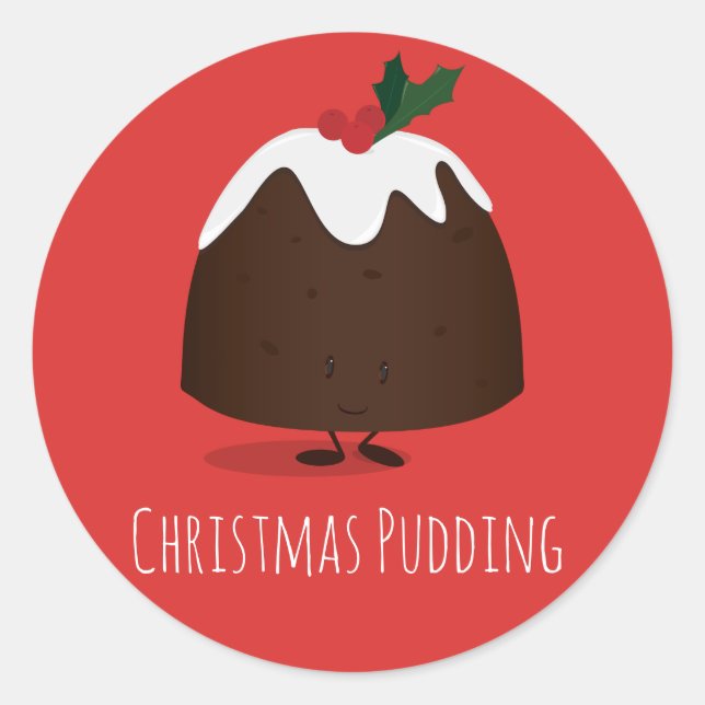 Christmas Pudding Cartoon Character | Sticker (Front)