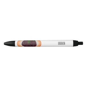 Christmas pudding cartoon illustration black ink pen