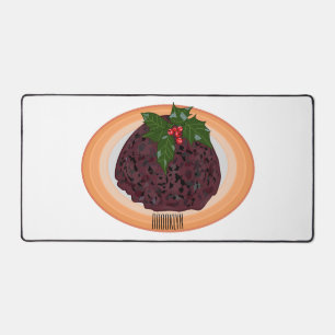 Christmas pudding cartoon illustration desk mat