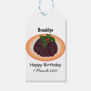 Christmas pudding cartoon illustration gift tags