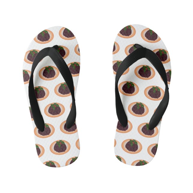 Christmas pudding cartoon illustration  kid's flip flops (Footbed)