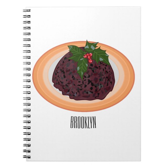 Christmas pudding cartoon illustration  notebook (Front)