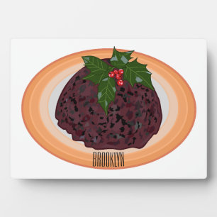 Christmas pudding cartoon illustration plaque