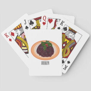 Christmas pudding cartoon illustration playing cards