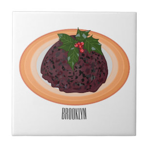 Christmas pudding cartoon illustration tile