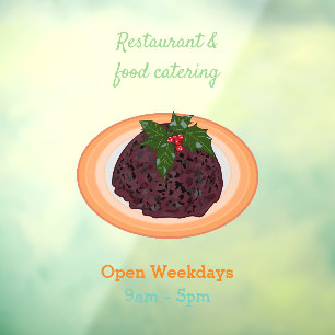 Christmas pudding cartoon illustration window cling