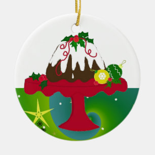 Christmas Pudding Ceramic Tree Decoration