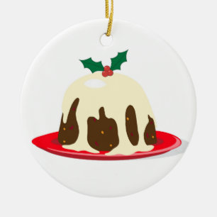 Christmas Pudding Ceramic Tree Decoration