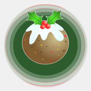 Christmas Pudding Classic Round Sticker