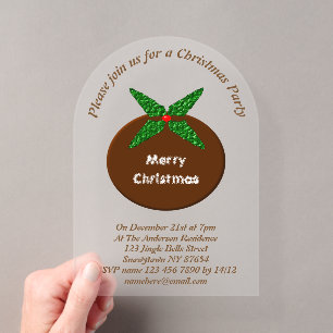 Christmas Pudding Custom Acrylic Invitations