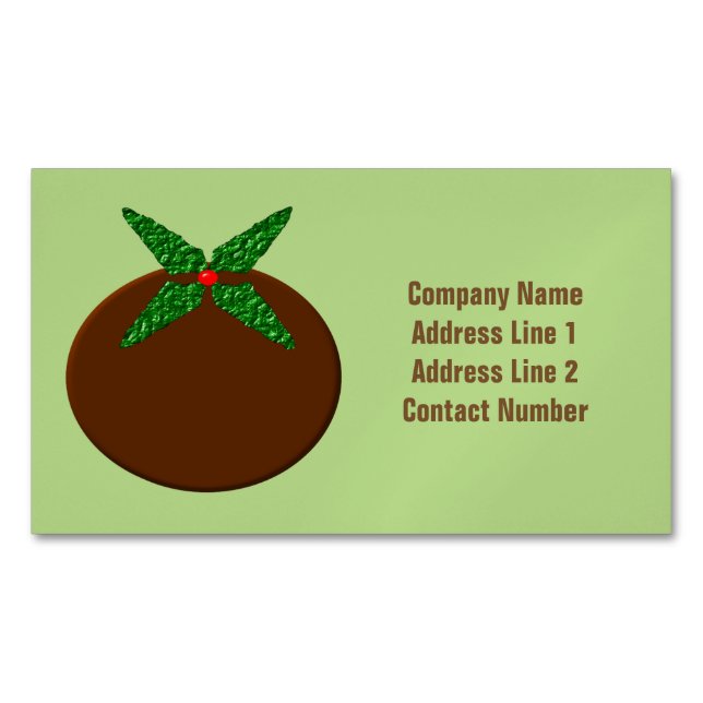 Christmas Pudding Custom Magnetic Business Card (Front)