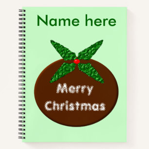 Christmas Pudding Custom Spiral Notebook