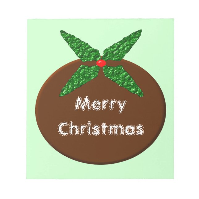 Christmas Pudding Customisable Notepad (Front)