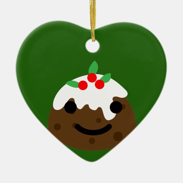 christmas pudding emoji ceramic tree decoration (Front)